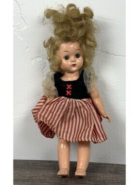 Vintage 8.5 Inch Sleepy Eye Hard Plastic Doll Blonde Ginny Walker Style